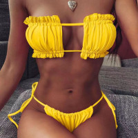 Половинки бански с push ефект в жълто - W0704