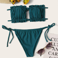 Половинки бански с push ефект в цвят петрол - W0708